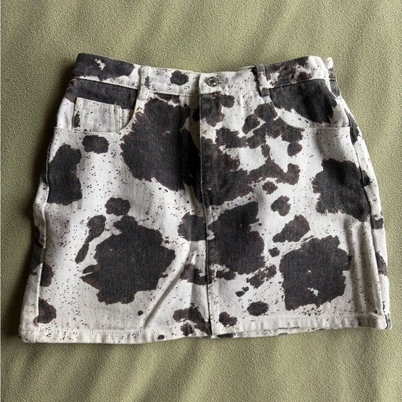 Cow Print Mini Skirt - Picture 1 of 7